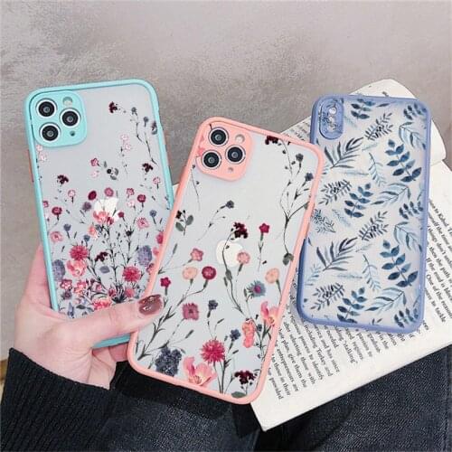 Hand Painted Phone Case For iPhone 12 11 pro MAX Mini 6s 7 8 Plus SE 2 Case For iphone X XS MAX XR Flower Cover Hard Shockproof