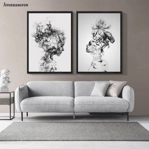 Black and White Abstract Wall Art Home Decor Nordic Canvas Painting Print Girl Bedroom Living Room Poster Minimalist Art