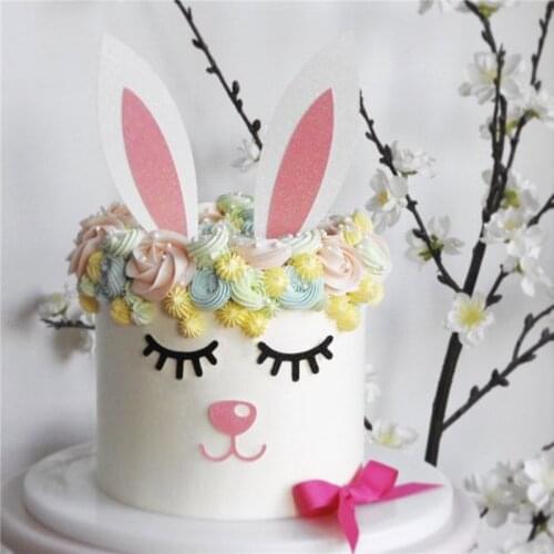 Chicinlife Rabbit Ears Cake Toppers Cake Decorations Easter Party Decoration Kids Birthday Easter Bunny theme Party Supplies