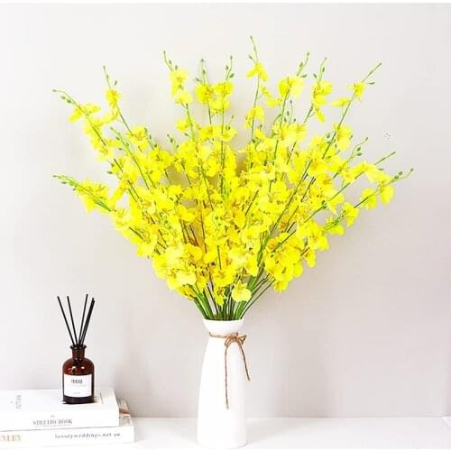 10 pcs Artificial Orchids Flowers Silk Fake Dancing Lady Orchids Flowers for Wedding Home Decoration Festive Artificial Flowers