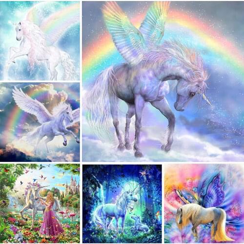 FIYO Mystery Rainbow Unicorn 5D Diy Diamond Painting Full Square/Round Diamond Mosaic Set Cross Sitch Embroidery Diamond Puzzle