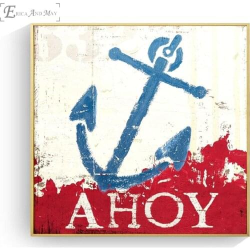 Anchor Compass Nautical Poster Prints Oil Painting On Canvas Wall Art Murals Pictures For Living Room Decoratio No Frame