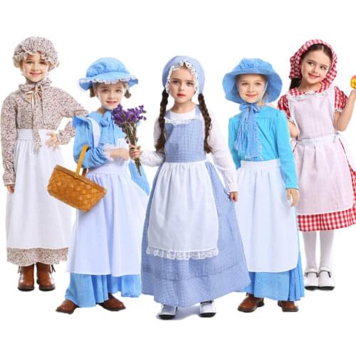 Umorden Lovely Early America Colonial Village Pioneer Girl Costume Halloween Costumes Fancy Dress for Child Kids Teen Girls