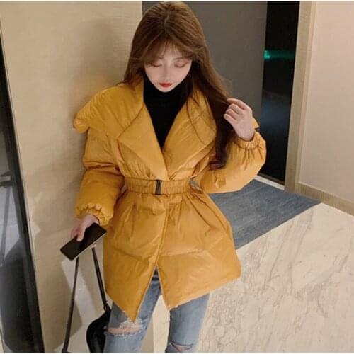 Pure Color Bread Jacket Womens 2020New Autumn Winter Korean Fashion Casual Thicken Long Sleeve All-Match Cotton Coat Female A352