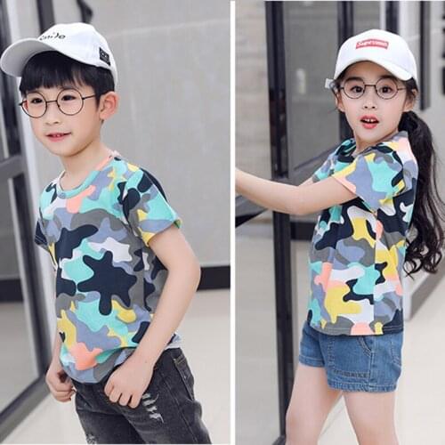 Summer Short-sleeve T-shirt Fashion Boy Kids Tops Unisex Clothes Breathable Cotton Childrens Tshirt