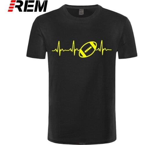 REM Heartbeat of American footballer T Shirt Men Short Sleeve Cotton Rugbyer Mans T-shirt Tops Camisetas Tshirt