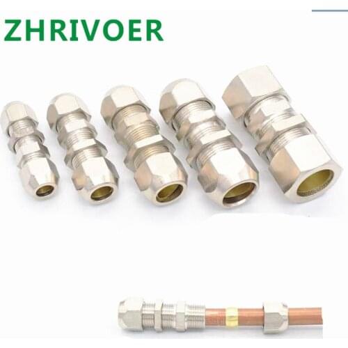 1 pcs pm-6/8/10/12mm Copper plated nickel plated set plate/board/bulkhead straight through copper tube oil joint