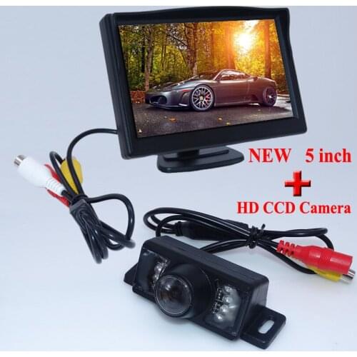 New arrival night vision car rear camera ccd hd image with 7 lights+shock-proof 5" screen hd car screen monitor for diverse car