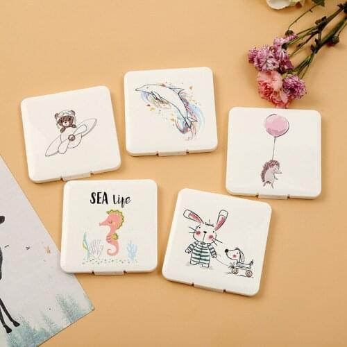 New Cartoon Square Mask Case Outdoor Portable Mask Storage Box Save Masks Boxes Student Mask Holder mask storage bag organizer