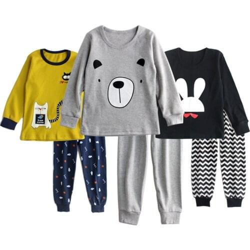 Children Clothing Autumn Winter New Thermal Underwear for Boys and Girl Striped Print Toddler Pajamas Sets Kids Sleepwear 4-10Y