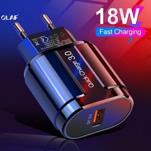 OLAF 18W USB Charger for iPhone Quick Charger 3.0 Wall Charger for Huawei 3A QC 4.0 Cell Phone Fast Adapter for Samsung A70 S7