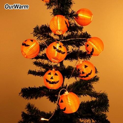 OurWarm Halloween 10 LED Pumpkin String Lights Decorations for Home Party DIY Hanging Ornaments Warm White Pumpkin Lights