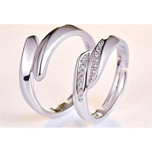 Personalized Stainless Steel Fashion Style Free Size Adjust Anomaly Couples Wedding Set Rings