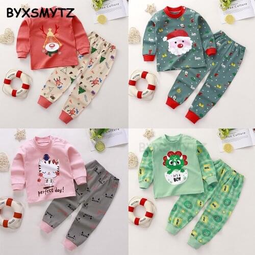Boy Pajama Christmas Elk Snowman Pattern Underwear Suit Kids Cotton Pijama Set Autumn Winter Baby Boys Girl Clothes Long Trouser