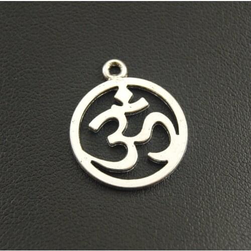 30 pcs Silver Color Alloy Round OM/OHM/3D Sign charms Pendant Diy Jewelry Findings Accessories A1239