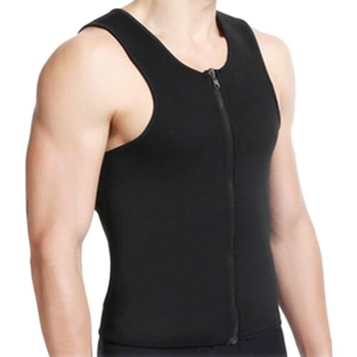 Casual Men Sweat Vest Neoprene Slimming Zip Waist Belly Fat Burning Weight Loss Body Shaper Corset