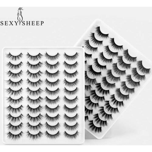 SEXYSHEEP 8/20Pairs 3D Mink Lashes Natural Mink False Eyelashes Dramatic Volume Fake Eyelash Extension Faux Cils Wholesale