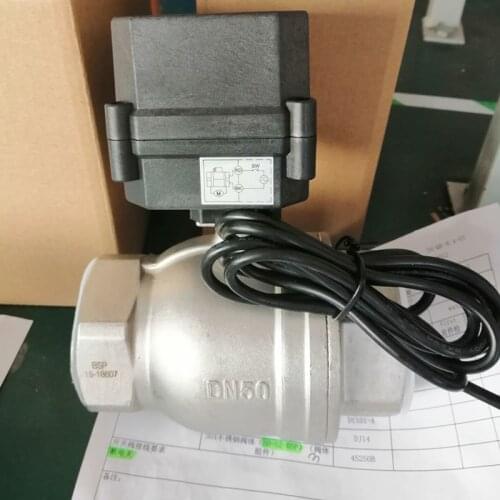 DN50 2'' BSP/NPT 2 Way Motorized Ball Valve 110-230VAC Stainless Steel Full Port Electric Valve NO/NC Fail Safe Actuated Valve