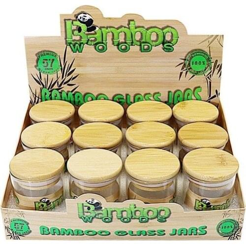 12Pieces Bamboo Cover Glass Storage Container Vacuum Moisture-proof and Moisturizing Tank Weed Tobacco Herb Jars Food Container