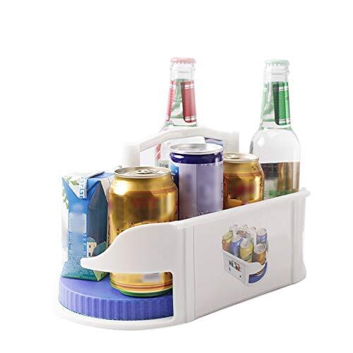Storage Rack, Rotatable Plastic Drink Holder Storage Basket Commodity Shelf for Kitchen Refrigerator, Blue