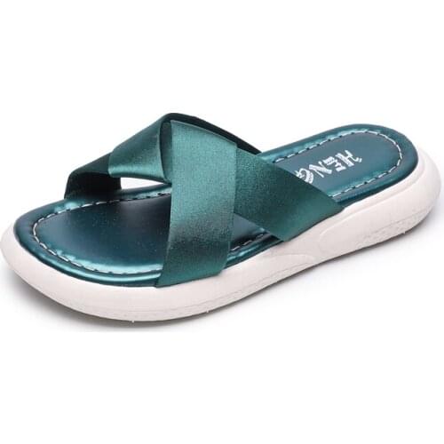 Girls Shoes 2020 summer new satin flat slippers non-slip kids fashion princess shoes sandals big kdis Casual home slippers 26-36