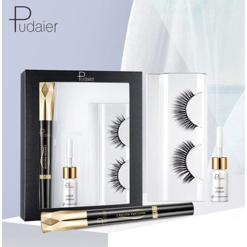 4D Silk Fiber Eyelash Mascara Set Waterproof Long Lasting False Eyelashes Thick Curling Lengthening Black Mascara Kit