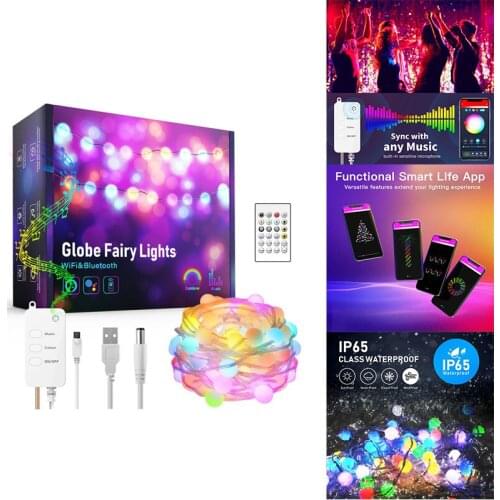 Tuya Smart Wifi Led Strip USB LED Colorful Fairy Light String App Voice Remote Control Work With Alexa Google Home