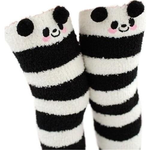 Japanese Mori Girl Animal Modeling Knee Socks Striped Cute Lovely Kawaii Cozy Long Thigh High Socks Compression Winter Warm Sock