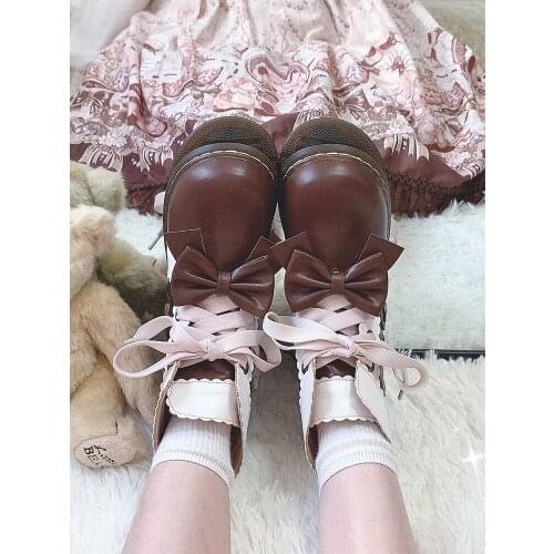Harajuku Winter Gothic Shoes Feminine Sweet Goth Loli Girls Female Japanese Cosplay Anime Lolita Boots Women Ankle Martins Boot