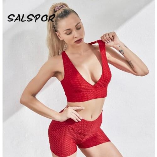 SALSPOR Cycling Shorts Women High Waist Fitness Casual Woman Short Suits Sport Fashion Pants Booty Lifting 2 Piece Set Gym