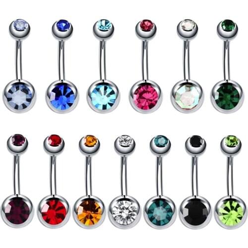 1Pc Belly Piercing Surgical Steel Crystal Belly Button Rings Navel Piercing Ombligo 5/8mm Ball Body Piercing Jewelry