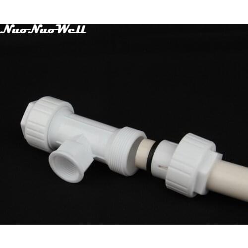 1pc NuoNuoWell POM 1/2" 3/4" Female thread to 25mm Tee Quick Connector for Water Pipe 3 Way Repair Adapter Fish Tank Joint