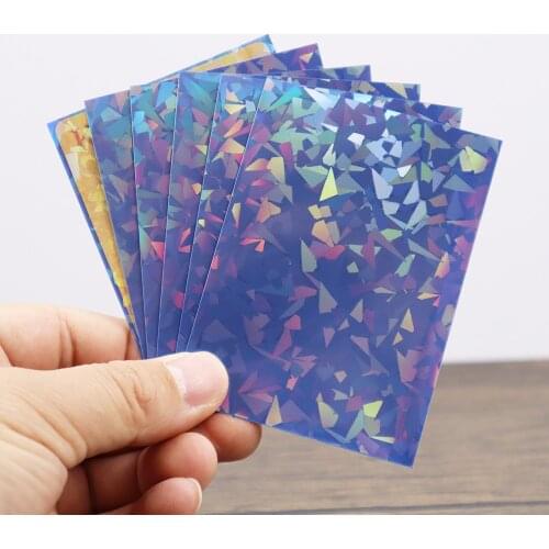 100PCS/LOT Protector Blue Broken Gemstone Glass Laser Gaming Cover Film Holographic Korea Idol Photo Card Sleeves 66x91mm