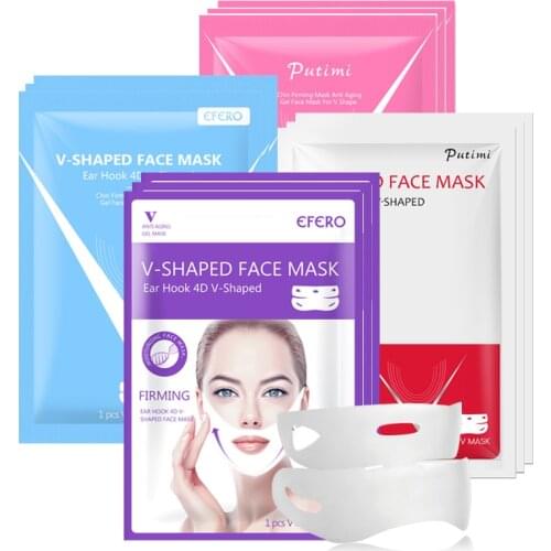 4D Double Hanger Ear V Face Mask Compact Lifting Firming Skin Peel-off Mask V Shaped Magic Slimming Chin Check Thin Face Mask