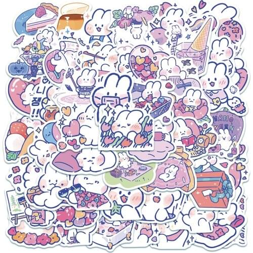 30/50PCS Japanese And Korean Ins Wind Soft Cute Rabbit Laptop Sticker Classic Toy Luggage Decoration Sticker Waterproof PVC