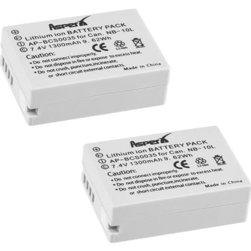 2Pcs 1300mAh NB-10L NB 10L Camera Battery for Canon SX40 HS SX40HS SX50 HS SX50HS G1 X G1X G15 G16 SX60 HS G3X Camera Batteries