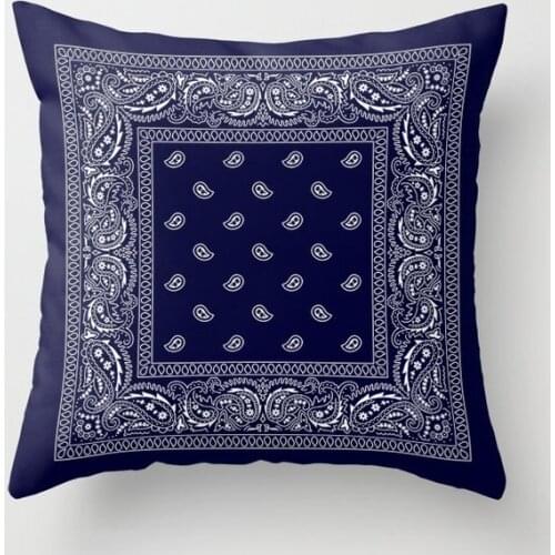 Bandana Navy Blue Southwestern Cushion Cover Decorative Pillow Cover Case Seat Car Home Decor Throw Pillowcase Decoration