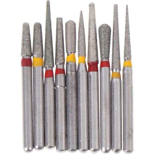 10pcs/kit Dental Diamond Burs For Teeth Porcelain Ceramics Composite Polishing High Quality