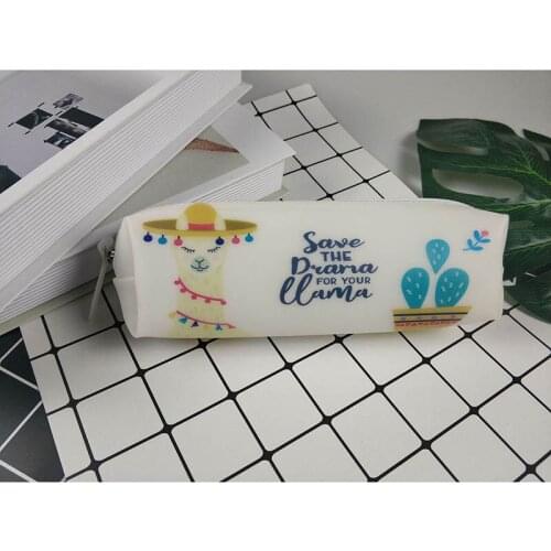 Cute Sheep Silicone Pencil Cases Kawaii Cactus Pen Case Pencil Pouch Bags For Girls Korean Stationery Office School Supplies