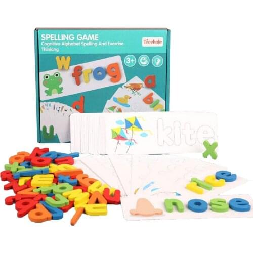 Kids Montessori Spell Word Game Wooden Toy Early Learning Jigsaw Letter Alphabet 3D Puzzle Baby Educational Toys for Children