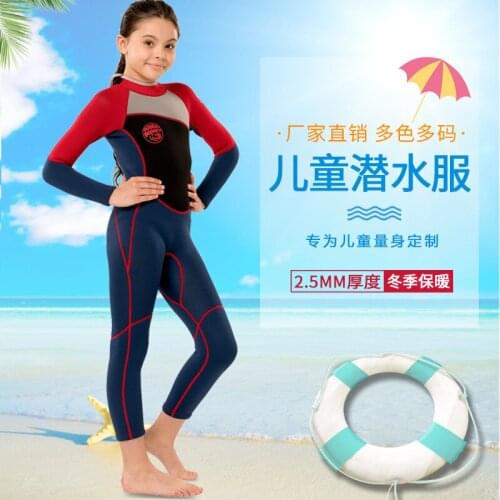 2.5mm Wetsuits Boy Swimsuit Long Sleeve One-Piece Thermal Swimsuit Sunscreen UV Protection Diving Surfing Suit Children Kid ruha