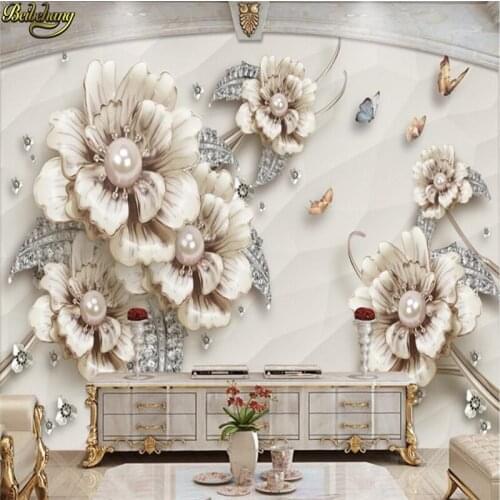 Beibehang Custom Photo Wallpaper Mural Luxury Stereo Jewelry Flowers TV Background Wall papel de parede wall papers home decor
