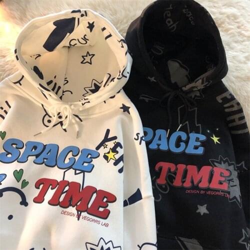 Harajuku Hip Hop Letter Graphic Hoodie Women Kawaii Teens Girl Clothes Oversized Streetwear Sweatshrit 2021 Autumn New Casual