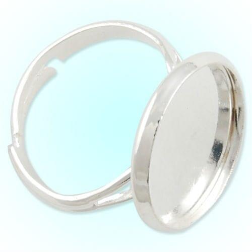 16MM Round Adjustable Shallow bottom Silver plated Ring Setting With 16 MM round Pad,Sold 50PCS Per Package