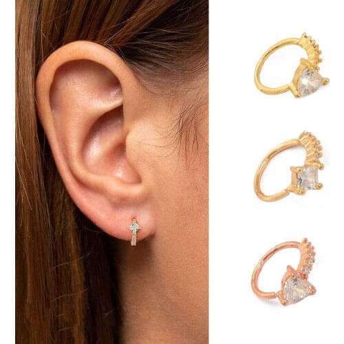 Fashion Nose Piercing Body Jewelry For Women Gilrs CZ Nose Hoop Nostril Nose Ring Tiny Heart-Shaped Helix Cartilage Tragus Ring