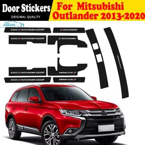 Car Door Sill Leather Stickers For Mitsubishi Outlander 2013 2016 2018 Protection Plate Carbon Fiber Threshold Strip Taildoor