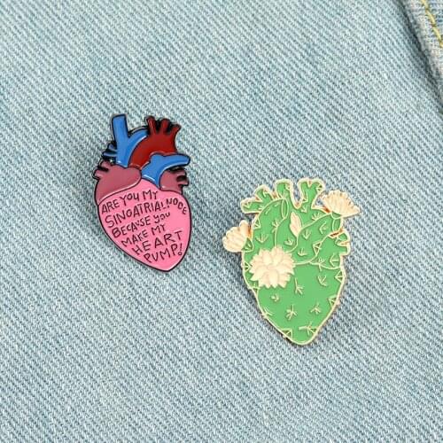 Creative Punk Body Organ Flowers Heart Enamel Brooch Alloy Pins Personality Badges Clothes Accessories Woman Jewelry Gifts