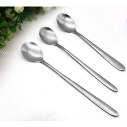 1pcs Stainless Steel Coffee Latte Ice Tea Cream Long Handle Spoon Flatware Kitchenware Easy Cleaning Dining Tool Home Utensil