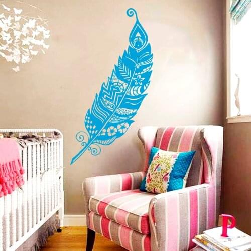 Wall Decal Feather Peafowl Peacock Bird Pattern Nature Vinyl Sticker Home Decor Bedroom Living Room Art Wall Mural M-80