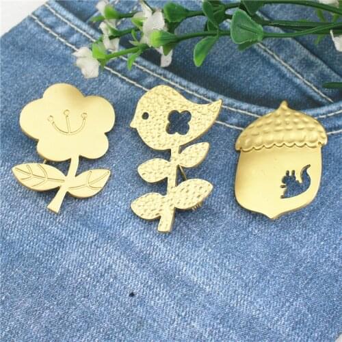 New Japanese Mori Girl Hand-made Chic Bird Flower Metal Three-dimensional Brooch Manufacturer